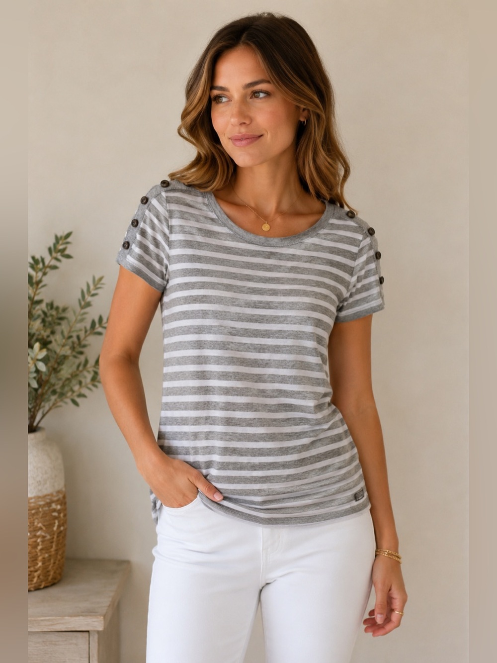 Lauren Ralph Lauren Nautical Stripe Tee Resort Chic Preppy Classic Shirt Large